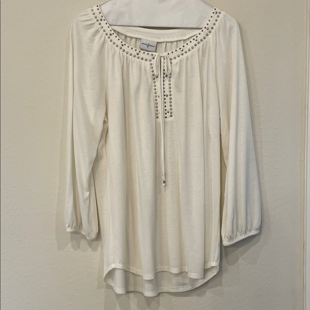 Cream Studded Women's Top
